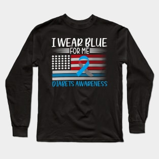 I Wear Blue For Diabetes Awareness Long Sleeve T-Shirt